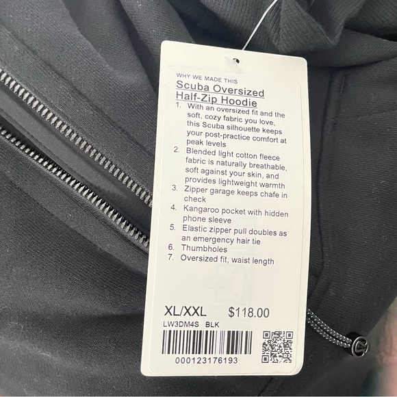 NWT Lululemon Scuba Oversized 1/2 Zip Hoodie Black Size XL/XXL - Picture 6 of 9